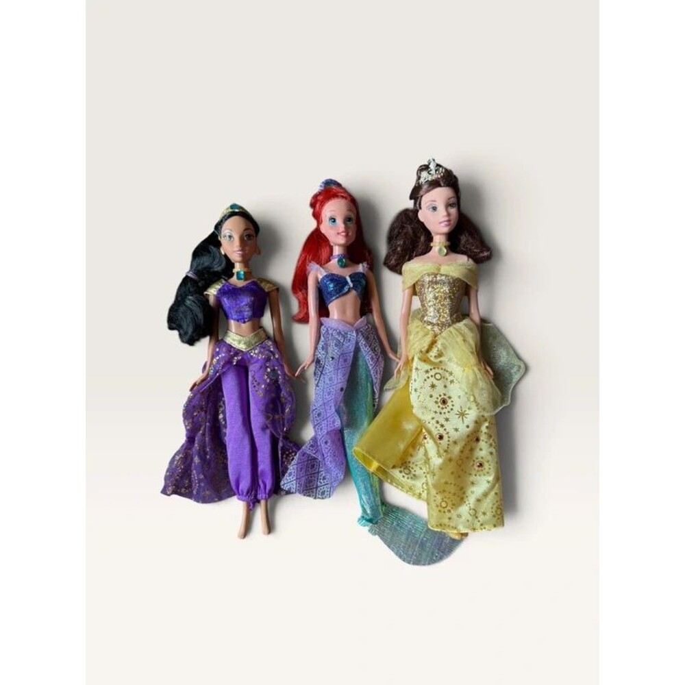 Vintage Disney Princess Doll Lot - Jasmine Ariel Belle Mattel 2000s